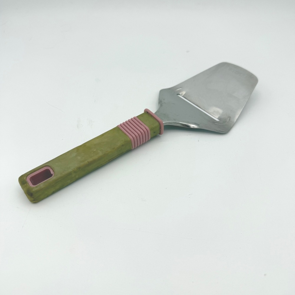 Vtg Cheese Plane Slicer Kitchen Tool OS Green Pink Stainless Steel Retro